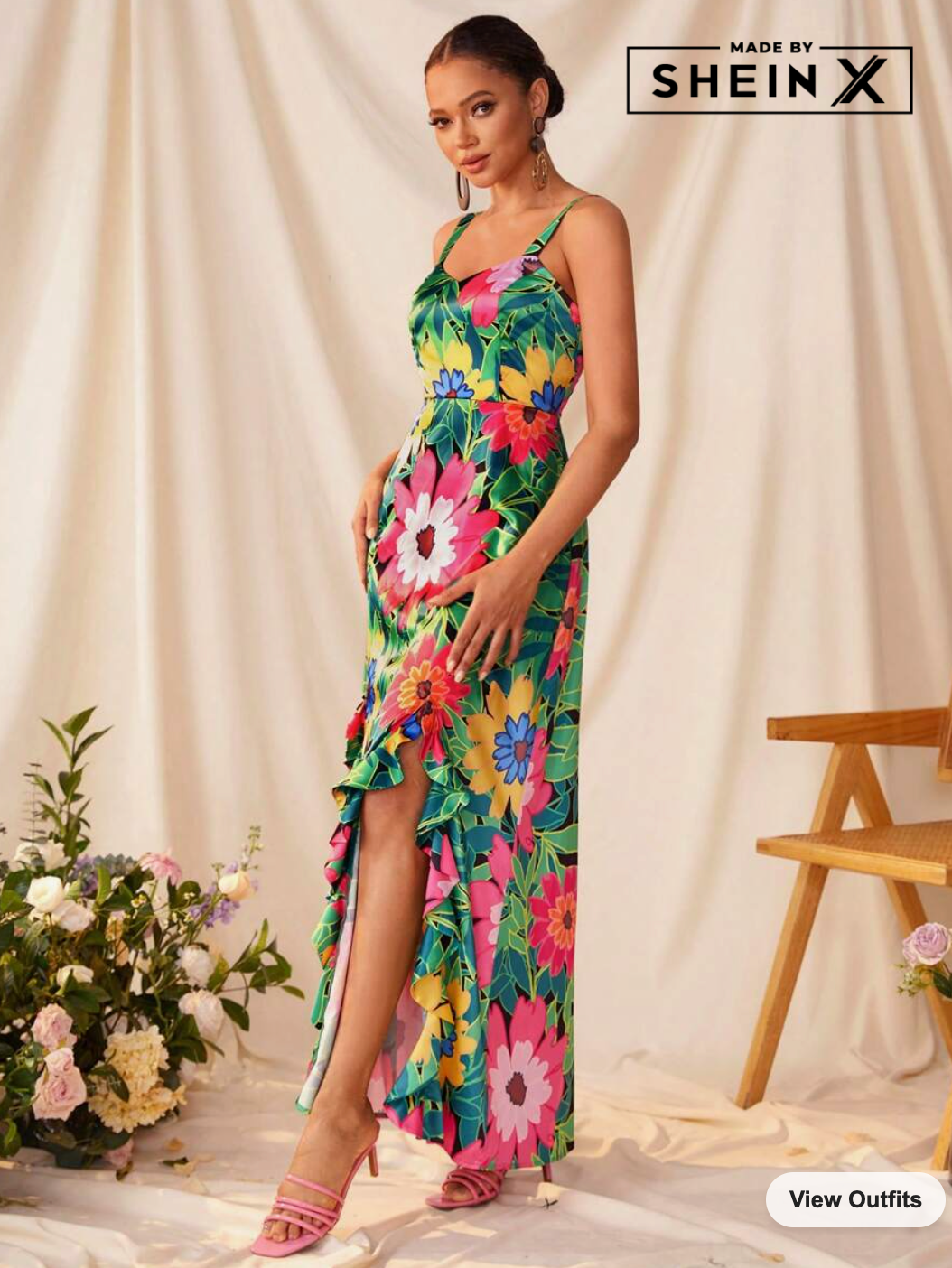 BELANGE HANDMADE x SHEIN - Double Front Split Cami Maxi Dress - Available on SHEIN.COM Only