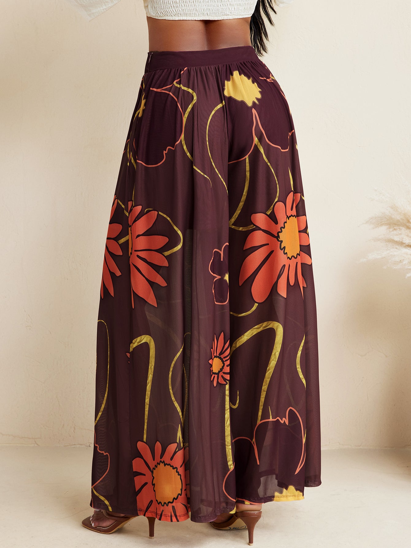 Cruse Ready - BELANGE HANDMADE x SHEIN - Floral Print Wide Leg Pants High Waist- Available on SHEIN.COM
