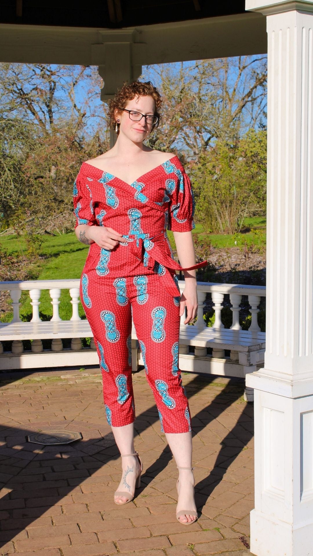 Anna-Short Sleeves Jumpsuit w/ Belt