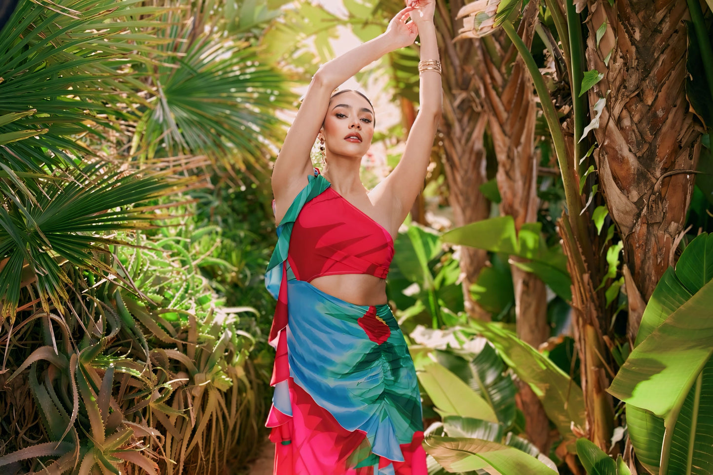 BELANGE HANDMADE x SHEIN Summer Casual Floral Print One-Shoulder Hollow Out Sundress- Available on SHEIN.COM Only