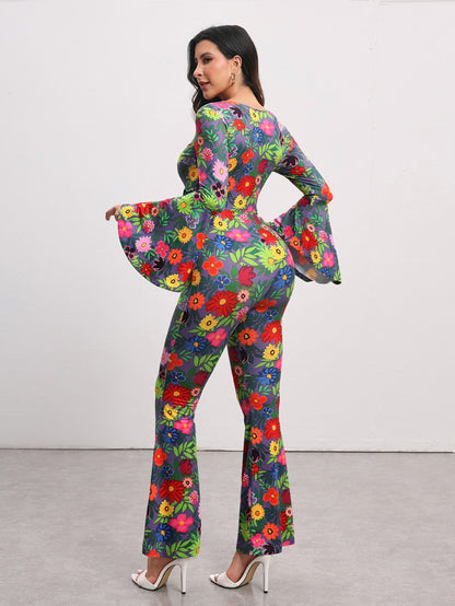 BELANGE HANDMADE X SHEIN - Floral Print Flare Leg Jumpsuit- Available on SHEIN.COM Only