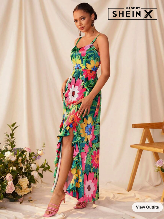 BELANGE HANDMADE X SHEIN - Double Front Split Cami Maxi Dress - Available on SHEIN.COM Only