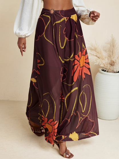 Cruse Ready - BELANGE HANDMADE x SHEIN - Floral Print Wide Leg Pants High Waist- Available on SHEIN.COM